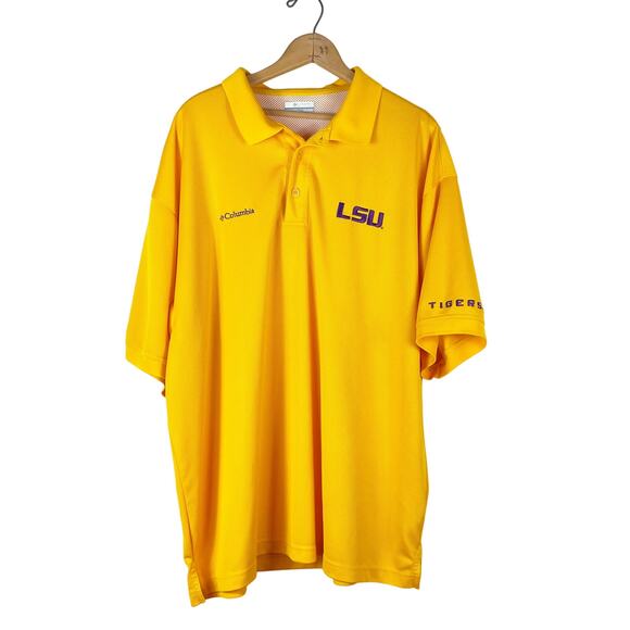 Columbia PFG Men's Yellow LSU Tigers Shirt Size XXL Omnishade Embroidered Logo - Picture 1 of 7